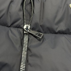 M0ncler x Christopher Raxxy Collaboration Stand Collar Zip-Up Logo Down Jacket Unisex Grey