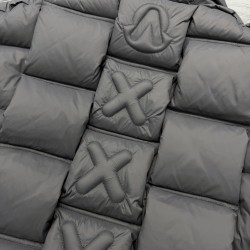 M0ncler x Christopher Raxxy Collaboration Stand Collar Zip-Up Logo Down Jacket Unisex Grey