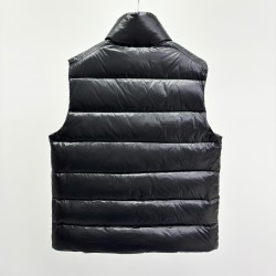 Moncler Men's Down Jacket with Logo Patch and Stand Collar Black