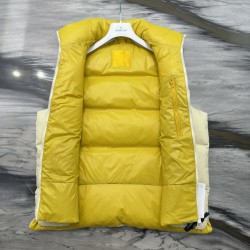 Moncler Men's Down Jacket with Logo Patch and Stand Collar Cream