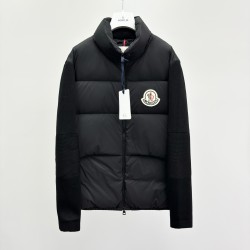 Moncler Padded Corduroy Series Solid Color Long-Sleeved Hoodless Down Jacket Men's Black