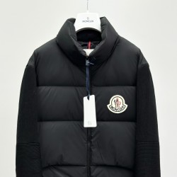 Moncler Padded Corduroy Series Solid Color Long-Sleeved Hoodless Down Jacket Men's Black