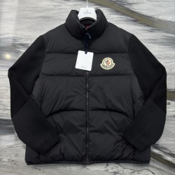 Moncler Padded Corduroy Series Solid Color Long-Sleeved Hoodless Down Jacket Men's Black