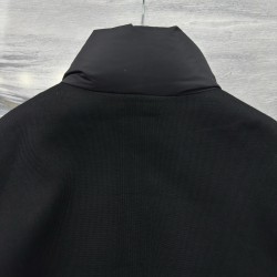 Moncler Padded Corduroy Series Solid Color Long-Sleeved Hoodless Down Jacket Men's Black