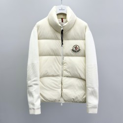 Moncler Padded Corduroy Series Solid Color Long-Sleeved Hoodless Down Jacket Men's Cream