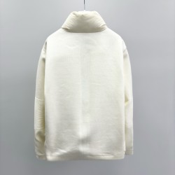 Moncler Padded Corduroy Series Solid Color Long-Sleeved Hoodless Down Jacket Men's Cream