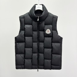 Moncler Stand Collar Zipper Logo Vest Down Jacket Black