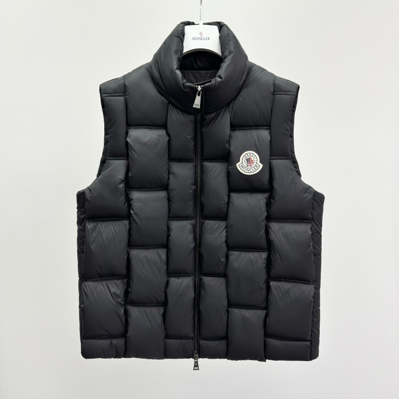 Moncler Stand Collar Zipper Logo Vest Down Jacket Black