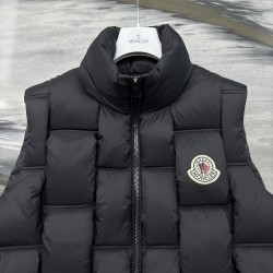 Moncler Stand Collar Zipper Logo Vest Down Jacket Black