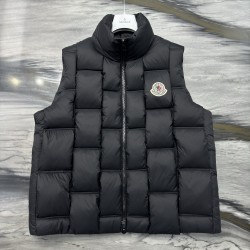 Moncler Stand Collar Zipper Logo Vest Down Jacket Black