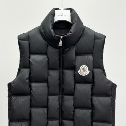 Moncler Stand Collar Zipper Logo Vest Down Jacket Black