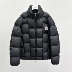 Moncler Stand Collar Zipper Logo Down Jacket Black