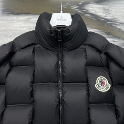 Moncler Stand Collar Zipper Logo Down Jacket Black
