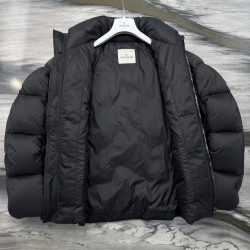Moncler Stand Collar Zipper Logo Down Jacket Black