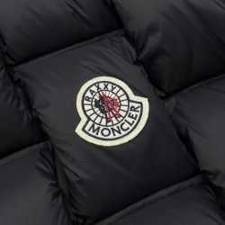 Moncler Stand Collar Zipper Logo Down Jacket Black