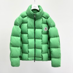 Moncler Stand Collar Zipper Logo Down Jacket Green