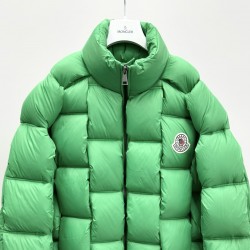 Moncler Stand Collar Zipper Logo Down Jacket Green