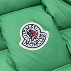 Moncler Stand Collar Zipper Logo Down Jacket Green