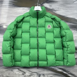 Moncler Stand Collar Zipper Logo Down Jacket Green