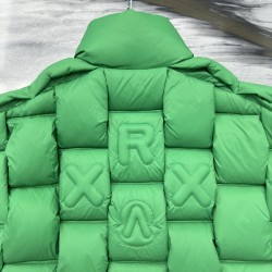 Moncler Stand Collar Zipper Logo Down Jacket Green