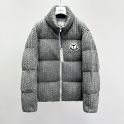 MoNCLER GENIUS × PALM ANGELS Soft Wool Stand Collar Down Jacket Grey