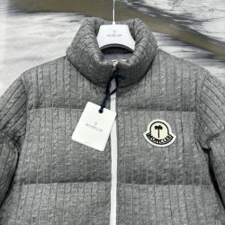 MoNCLER GENIUS × PALM ANGELS Soft Wool Stand Collar Down Jacket Grey