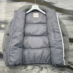 MoNCLER GENIUS × PALM ANGELS Soft Wool Stand Collar Down Jacket Grey