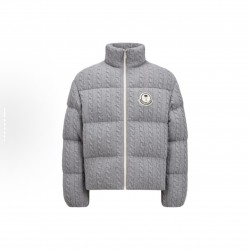 MoNCLER GENIUS × PALM ANGELS Soft Wool Stand Collar Down Jacket Grey