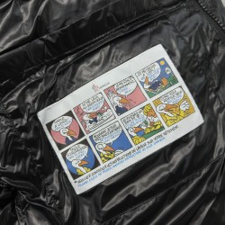 M0ncler Tib Solid Color Logo Patent Leather Stand Collar Short Vest with Down Filling  Black