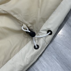 Moncler Casual Solid Color Hooded Long Down Jacket Cream