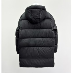 Moncler Casual Solid Color Hooded Long Down Jacket Black