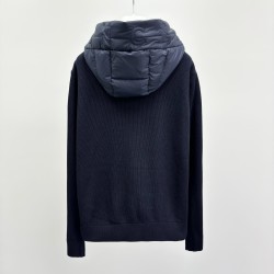 Moncler Men's Lined Wool Zip-Up Hooded Sweatshirt