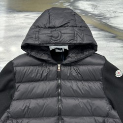 Moncler Men's Lined Wool Zip-Up Hooded Sweatshirt Black