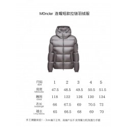 Moncler Hooded Short Zip-Up Down Jacket Grey