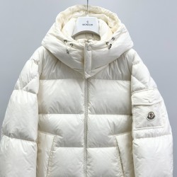 M0ncler Hooded Short Zip-Up Down Jacket White