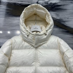 M0ncler Hooded Short Zip-Up Down Jacket White