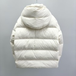 M0ncler Hooded Short Zip-Up Down Jacket White