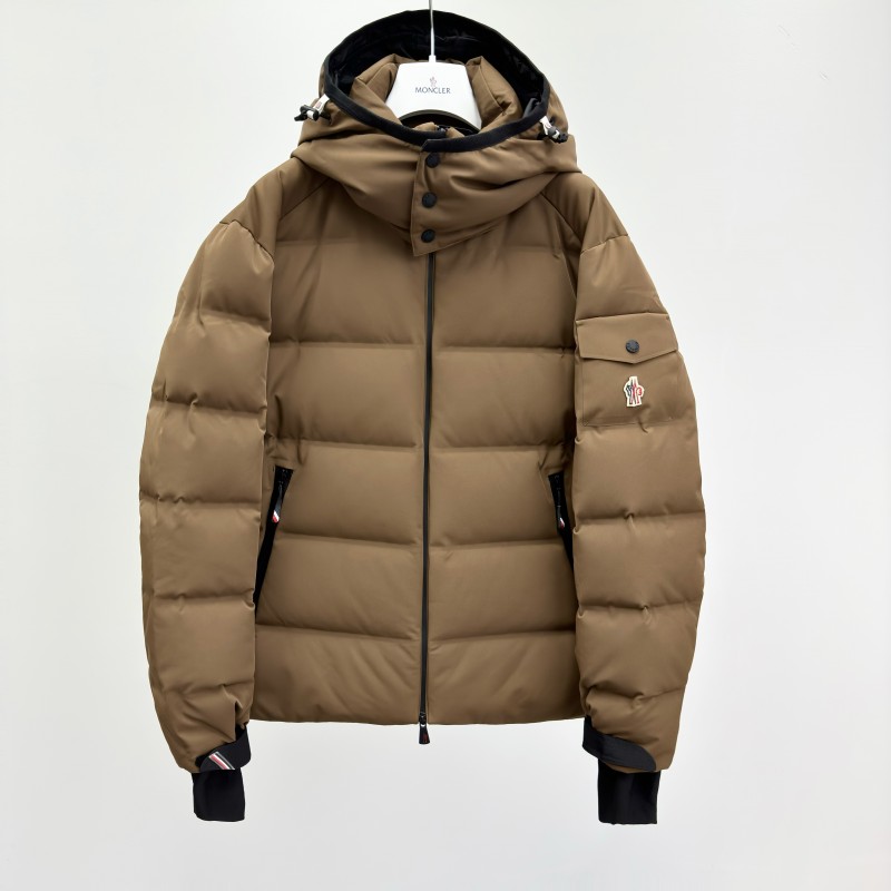 Moncler Grenoble Albiez Detachable Hooded Zippered Long-Sleeve Down Brown