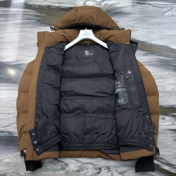 Moncler Grenoble Albiez Detachable Hooded Zippered Long-Sleeve Down Brown