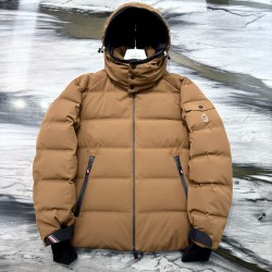 Moncler Grenoble Albiez Detachable Hooded Zippered Long-Sleeve Down Brown