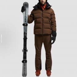 Moncler Grenoble Albiez Detachable Hooded Zippered Long-Sleeve Down Brown