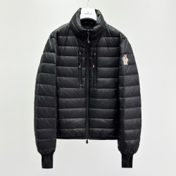 Moncler Grenoble Solid Color Stand Collar Zipper Down Jacket, Black