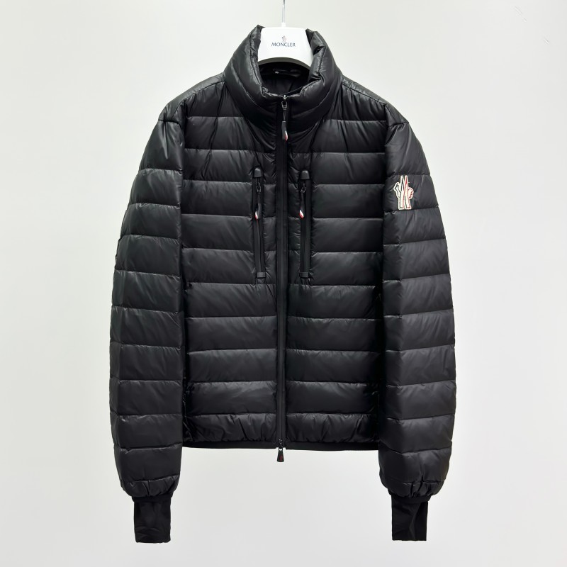 Moncler Grenoble Solid Color Stand Collar Zipper Down Jacket, Black
