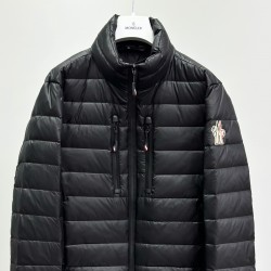 Moncler Grenoble Solid Color Stand Collar Zipper Down Jacket, Black