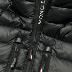 Moncler Grenoble Solid Color Stand Collar Zipper Down Jacket, Black