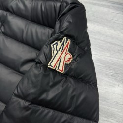 Moncler Grenoble Solid Color Stand Collar Zipper Down Jacket, Black