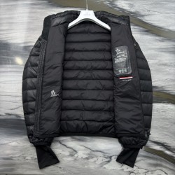 Moncler Grenoble Solid Color Stand Collar Zipper Down Jacket, Black