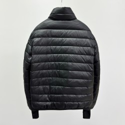 Moncler Grenoble Solid Color Stand Collar Zipper Down Jacket, Black