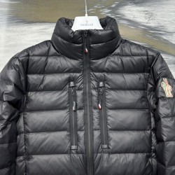 Moncler Grenoble Solid Color Stand Collar Zipper Down Jacket, Black