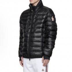 Moncler Grenoble Solid Color Stand Collar Zipper Down Jacket, Black